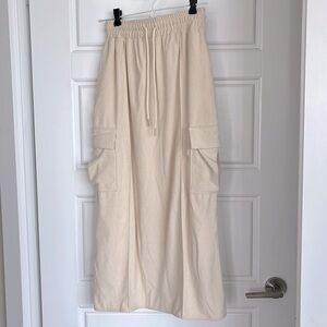 OAK + FORT - cream corduroy midi skirt